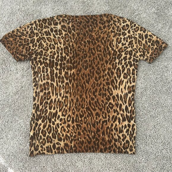 Vintage Oscar de la Renta Leopard Animal Print Short Sleeve Medium Blouse - Picture 6 of 6